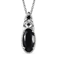 Natural Thai Black Spinel Magnetic Clasp Pendant Necklace 20 Inches in Sterling Silver 4.32 ctw