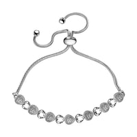 Diamond Accent Bracelet | Adjustable Bolo Bracelet | Heart Bracelet | Stainless Steel And Sterling Silver Bracelet