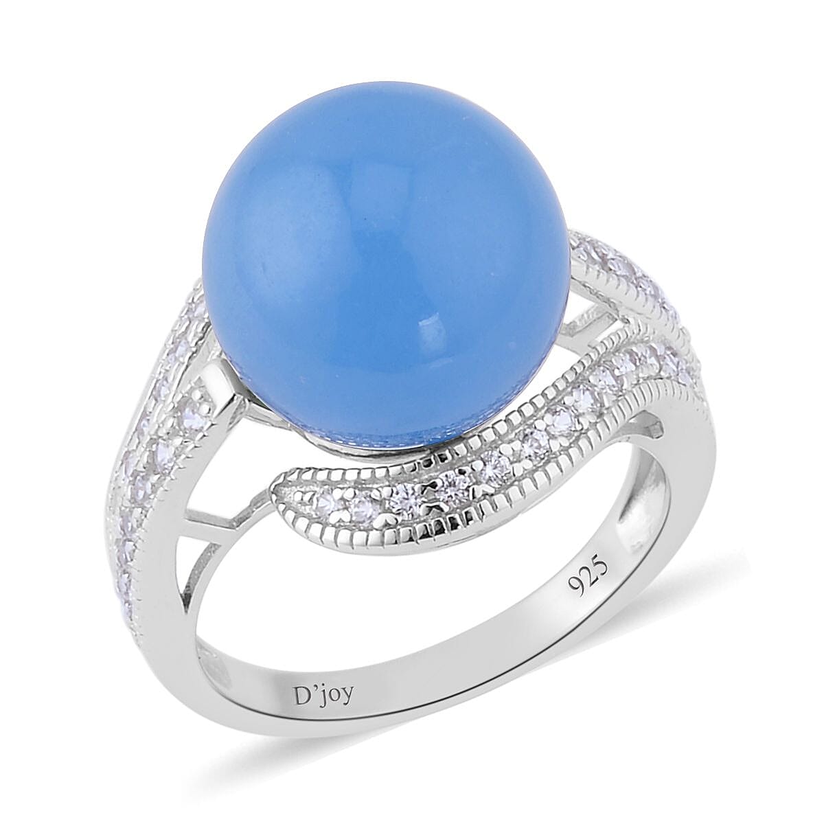 Green Jade (D) and White Zircon Ring in Sterling Silver 16.15 ctw