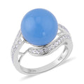 Green Jade (D) and White Zircon Ring in Sterling Silver 16.15 ctw - Sticky add to cart bar