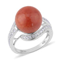 Green Jade (D) and White Zircon Ring in Sterling Silver 16.15 ctw - Sticky add to cart bar