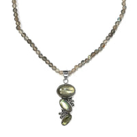 Malagasy Labradorite Bead Necklace in Sterling Silver, Labradorite Pendant, Silver Jewelry Gifts 53.85 ctw (20 Inches)