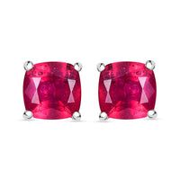 D'Joy African Ruby (FF) Solitaire Stud Earrings in Platinum Over Sterling Silver 3.00 ctw