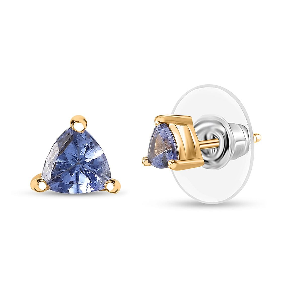 D'Joy Tanzanite Stud Earrings in 14K Yellow Gold Over Sterling Silver 0.65 ctw