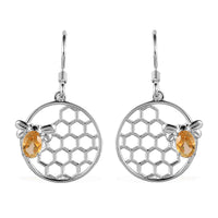 0.80 ctw Brazilian Citrine Honeycomb Earrings in Sterling Silver