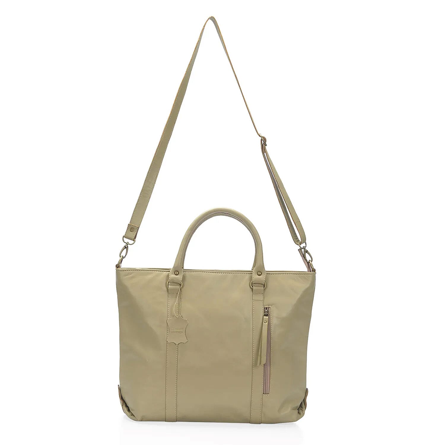 Slate Leather Handbag (16.5x3x12.5) with Detachable Shoulder Strap (52 in)