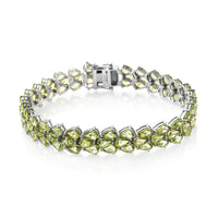 Hebei Peridot Cluster Bracelet in Platinum Over Sterling Silver (8.00 In) 35.66 ctw