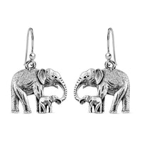 Artisan Crafted Elephant Earrings in Sterling Silver 3.71 Grams