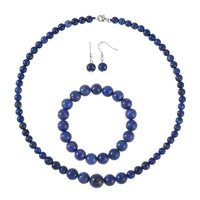 211 ctw Lapis Lazuli Beads Magnetic Clasp Necklace 18 Inch in Sterling Silver