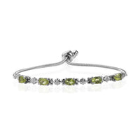 2.65 ctw Peridot Bolo Bracelet in Stainless Steel