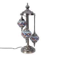 Handcrafted Multi Color Aboriginal Pattern Mosaic Turkish Style Table Lamp with Bronze Base (26x8) (Requires E-12 Bulb)