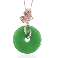 Green Jade (D), Multi Gemstone Butterfly Drop Pendant Necklace (18 in) in Vermeil RG Over Sterling Silver 19.53 ctw