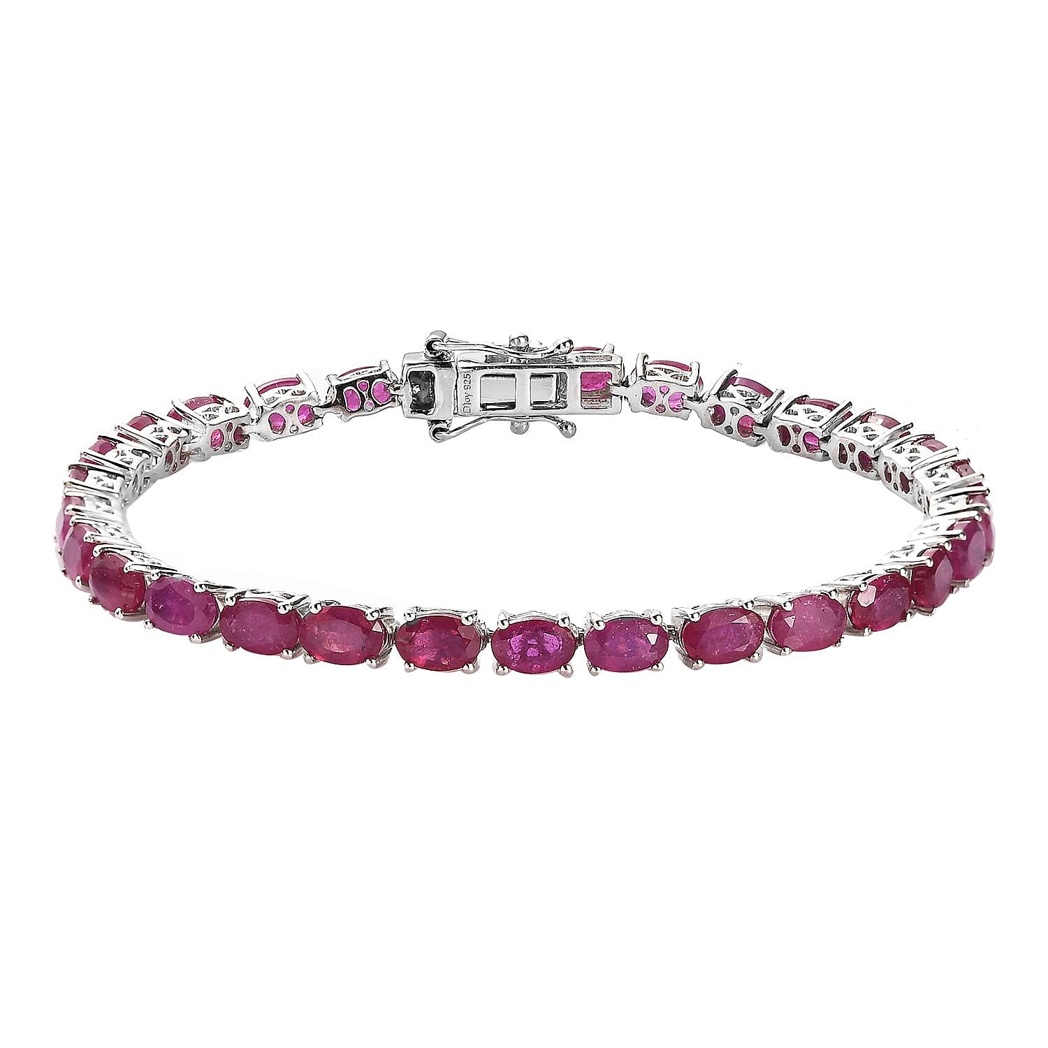 Niassa Ruby (FF) Tennis Bracelet in Platinum Over Sterling Silver (7.25 In) 18.65 ctw