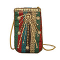 Multi Color Brocade Fabric, Beaded Pouch - Sticky add to cart bar