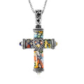 Murano Style and Enameled Heart Pendant Necklace 20 Inches in Stainless Steel - Sticky add to cart bar