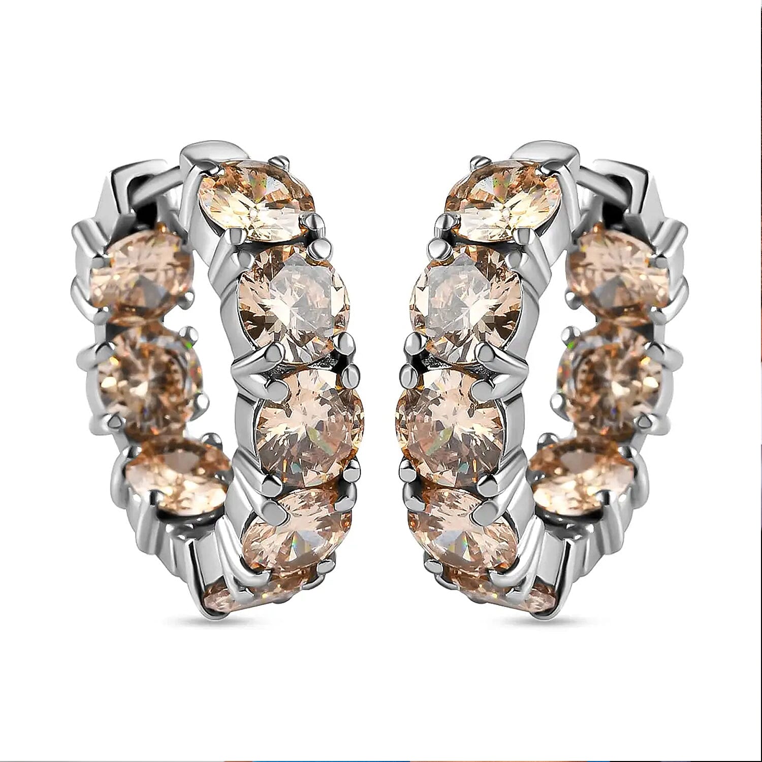 Simulated Green Diamond Hoop Earrings in Stainless Steel 20.90 ctw