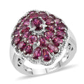 TOP RATED Orissa Rhodolite Garnet Cocktail Ring in Platinum Over Sterling Silver (Size 7.0) 8 Grams 6.25 ctw - Sticky add to cart bar