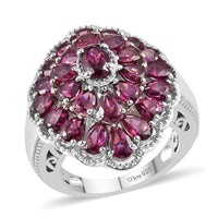 TOP RATED Orissa Rhodolite Garnet Cocktail Ring in Platinum Over Sterling Silver (Size 7.0) 8 Grams 6.25 ctw