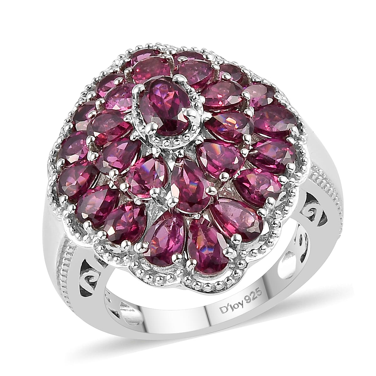 TOP RATED Orissa Rhodolite Garnet Cocktail Ring in Platinum Over Sterling Silver (Size 7.0) 8 Grams 6.25 ctw (1)