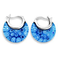 Blue Murano Style Crescent Moon Shape Earrings in Stainless Steel - Sticky add to cart bar