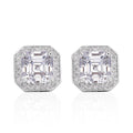 Lustro Stella Asscher Cut Finest CZ 8mm Halo Stud Earrings in Platinum Over Sterling Silver 7.00 ctw - Sticky add to cart bar