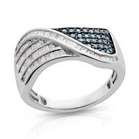Blue Diamond (IR), Diamond Ring in Blue Rhodium & Sterling Silver (Size 8.0) 0.50 ctw