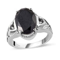 Australian Black Tourmaline and Natural Thai Black Spinel Ring in Stainless Steel 6.40 ctw - Sticky add to cart bar