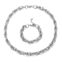 Singapore Link Bracelet (7.50 in) and Necklace (20.00 In) in Stainless Steel