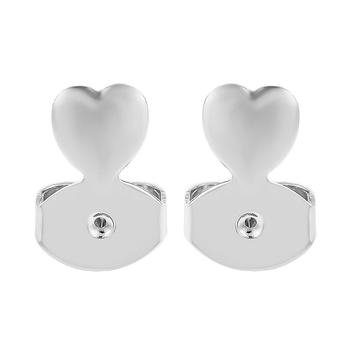 Rhodium Over Sterling Silver Heart Shape Earring Lifter Push Backs