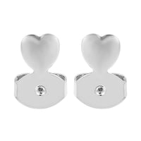 Rhodium Over Sterling Silver Heart Shape Earring Lifter Push Backs