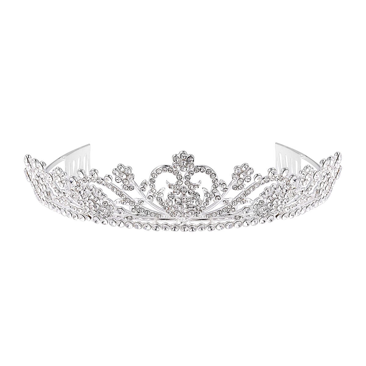 Value Buy Austrian Crystal Floral Heart Tiara in Silvertone