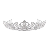 Value Buy Austrian Crystal Floral Heart Tiara in Silvertone