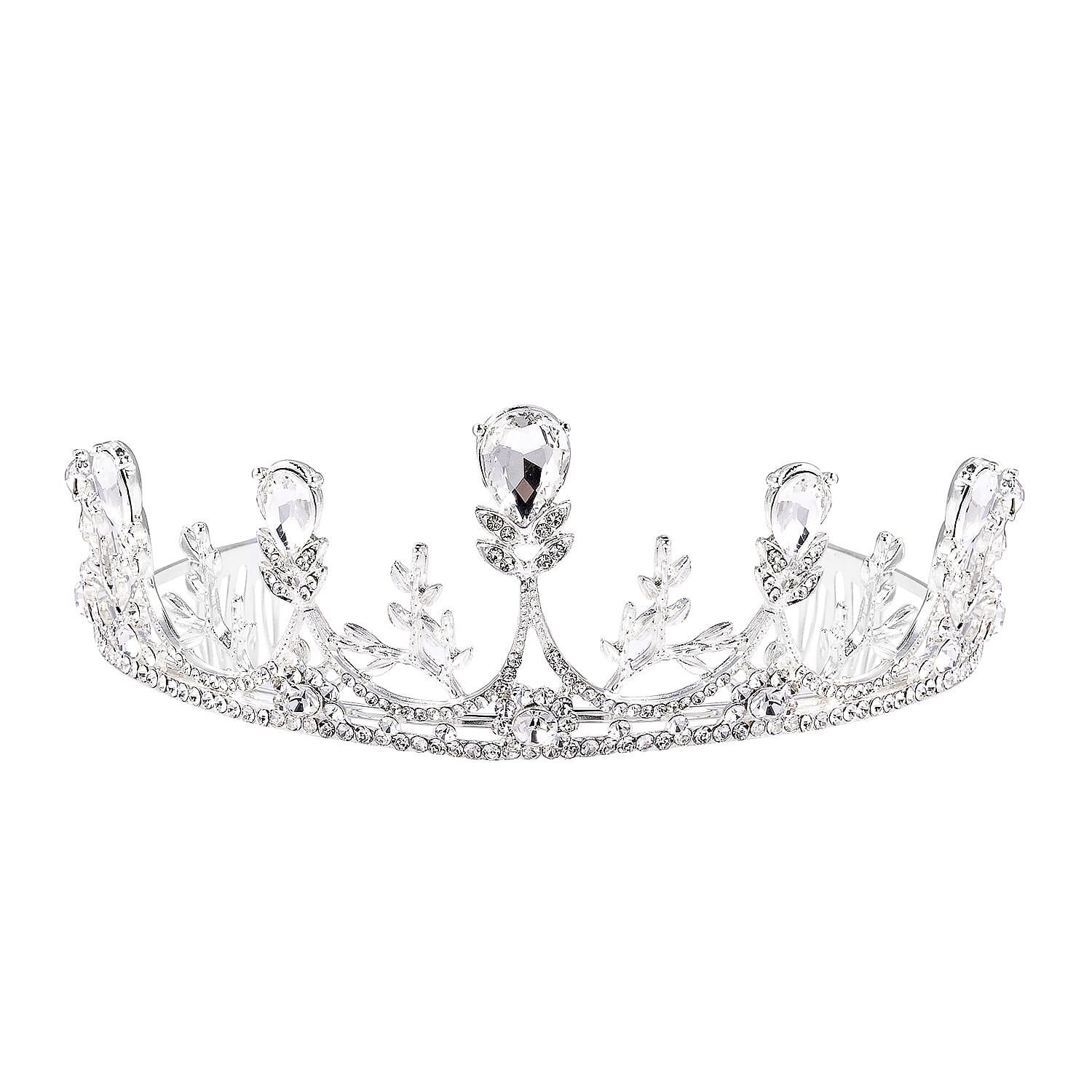 Value Buy Austrian Crystal Floral Heart Tiara in Silvertone