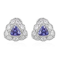 6.34 ctw Tanzanite and White Zircon Earrings in 14K White Gold 8.90 Grams