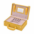 Yellow Faux Leather Woven Briefcase Jewelry Box - Sticky add to cart bar