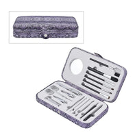18 Pc Grooming and Cosmetic Makeup Kit in Black Faux Leather Snap Case (8x4 in)