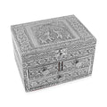 Oxidized Aluminum Elephant Embossed Grand 3 Drawer Jewelry Box (8"x6"x5") - Sticky add to cart bar