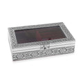 Handcrafted Aluminum Oxidized Jewelry Box with Wine Scratch Protection Interior - Sticky add to cart bar