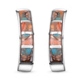 SANTA FE Style Kingman Turquoise Earrings in Sterling Silver 1.50 ctw - Sticky add to cart bar