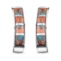 SANTA FE Style Kingman Turquoise Earrings in Sterling Silver 1.50 ctw