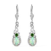 Premium Ethiopian Welo Opal and Multi Gemstone Lever Back Earrings in Platinum Over Sterling Silver 1.85 ctw