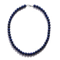 Lapis Lazuli 8mm Beaded Necklace 18 Inches in Stainless Steel 225.00 ctw - Sticky add to cart bar