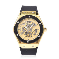 GENOA Mechanical Movement Black Silicone ION Plated YG Steel Watch in Stainless Steel