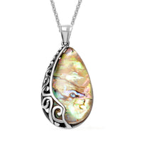Abalone Shell Pendant Necklace 20 Inches in Black Oxidized Stainless Steel