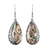 Abalone Shell Earrings in Black Oxidized Stainless Steel