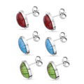 Set of 3 Blue, Green, Red Murano Style Earrings in Stainless Steel - Sticky add to cart bar