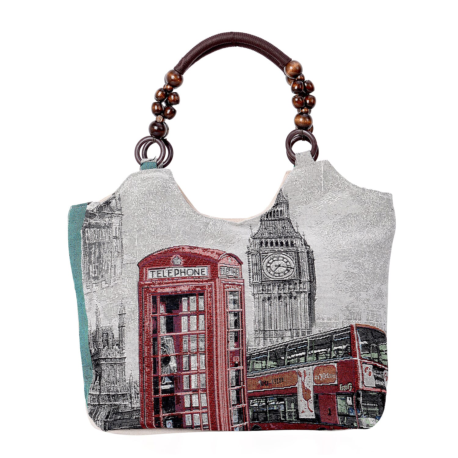 Gray, London Theme Pattern Jute Hobo Tote Bag