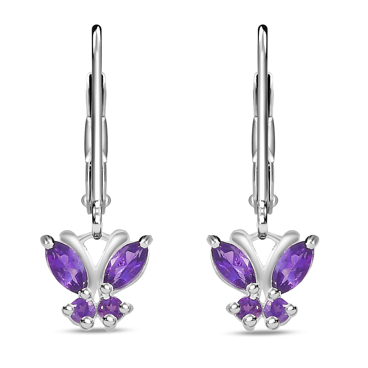 Brazilian Citrine 0.65 ctw Dangle Drop Earrings in Stainless Steel Sterling Silver, Citrine Butterfly Earrings