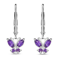 Brazilian Citrine 0.65 ctw Dangle Drop Earrings in Stainless Steel Sterling Silver, Citrine Butterfly Earrings