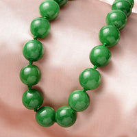Green Jade 15-17mm Beaded Bolo Necklace (18-24 Inches) in Sterling Silver with Magnetic Clasp 1006.80 ctw